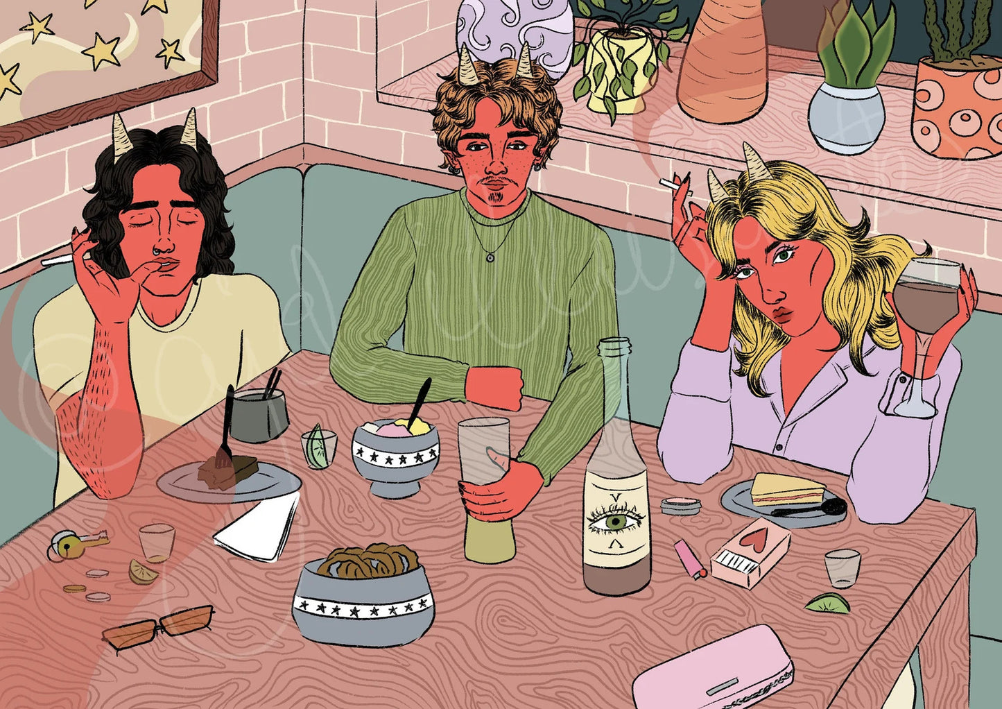 Pints 'n' Puddings, Illustrated Bar Print By Ajdillustrates