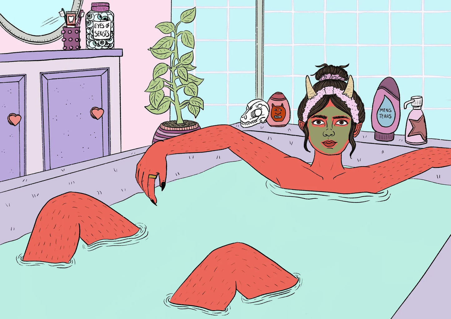 The Feminist Takes A Bath, Art Print By Ajdillustrates