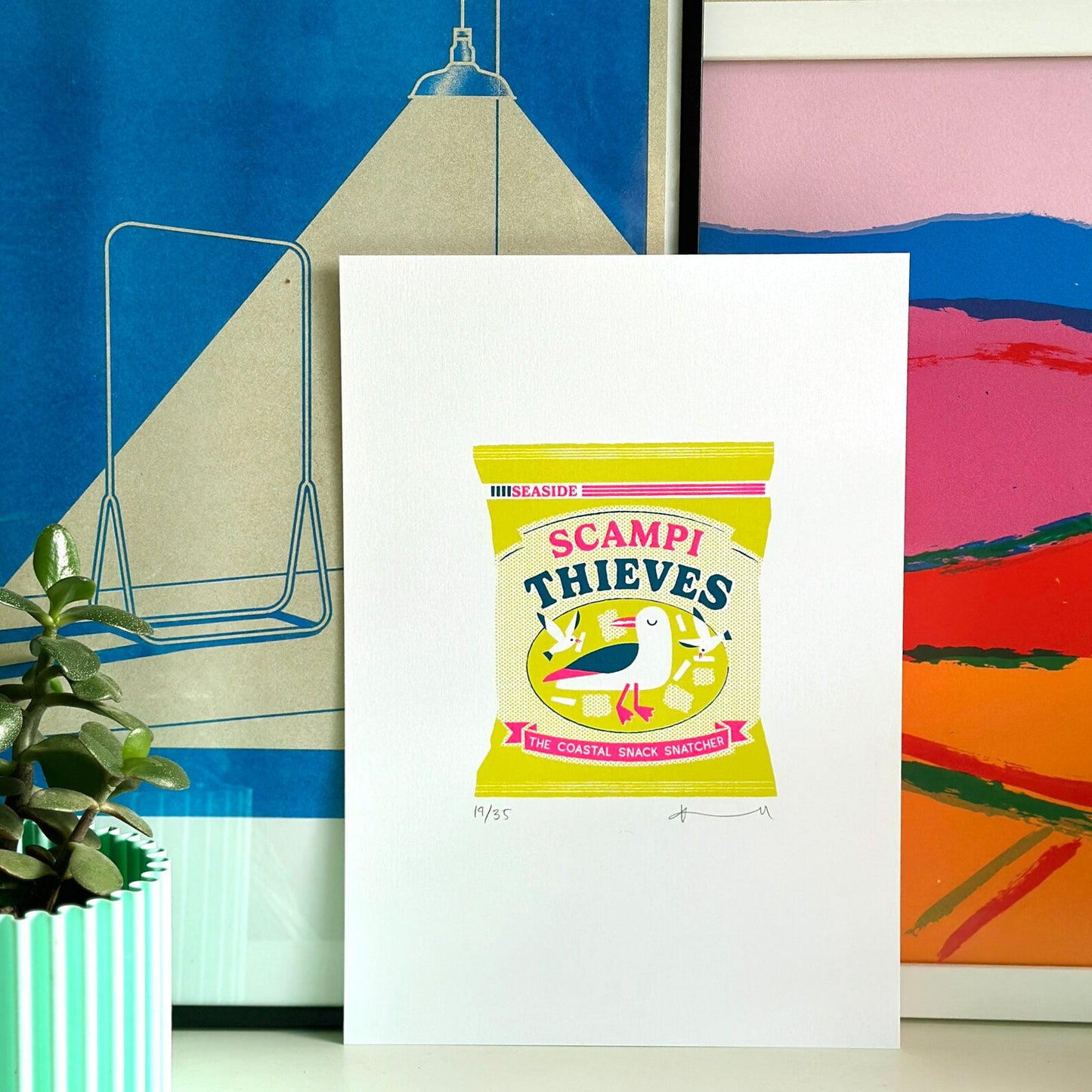 Scampi Thieves A4 Print by Kate Maxwell Studio