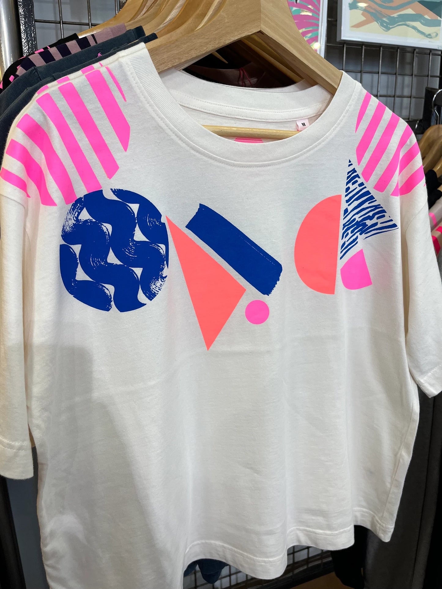 White Neon Geo Boxy T-shirt by Pinkijones