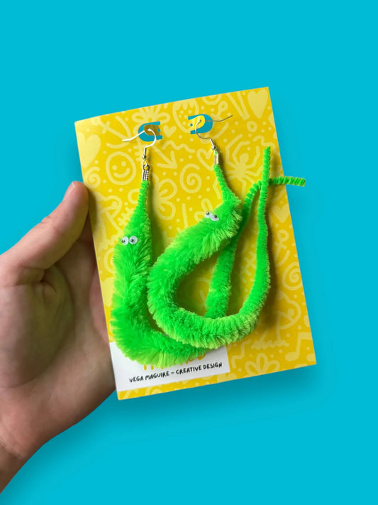 Wormy Novelty Earrings by Yellow Threadd