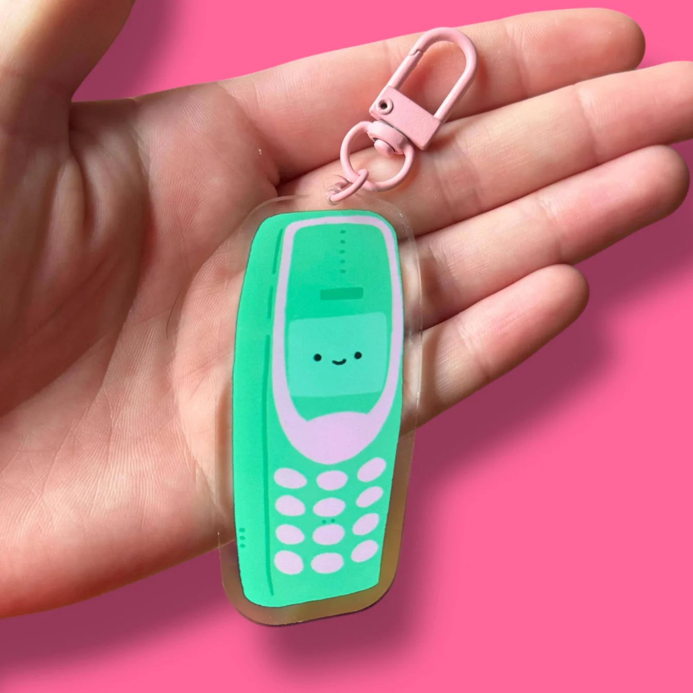 Cute 90s Phone Acrylic Keyring by Yellow Threadd