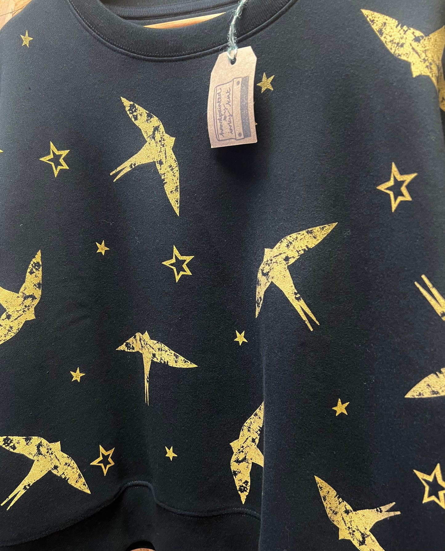 Black Swallow print sweatshirt by Inky Kat