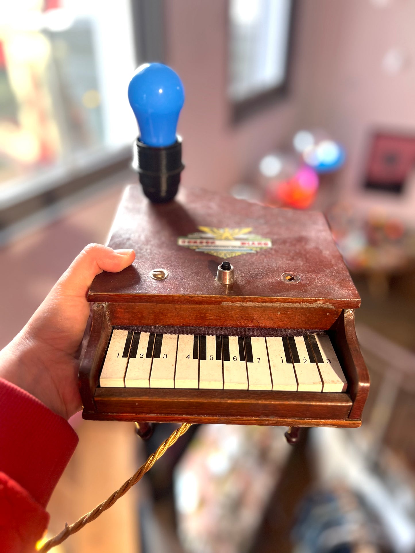 Vintage Wood Toy Piano Lamp by Lost & Foundry