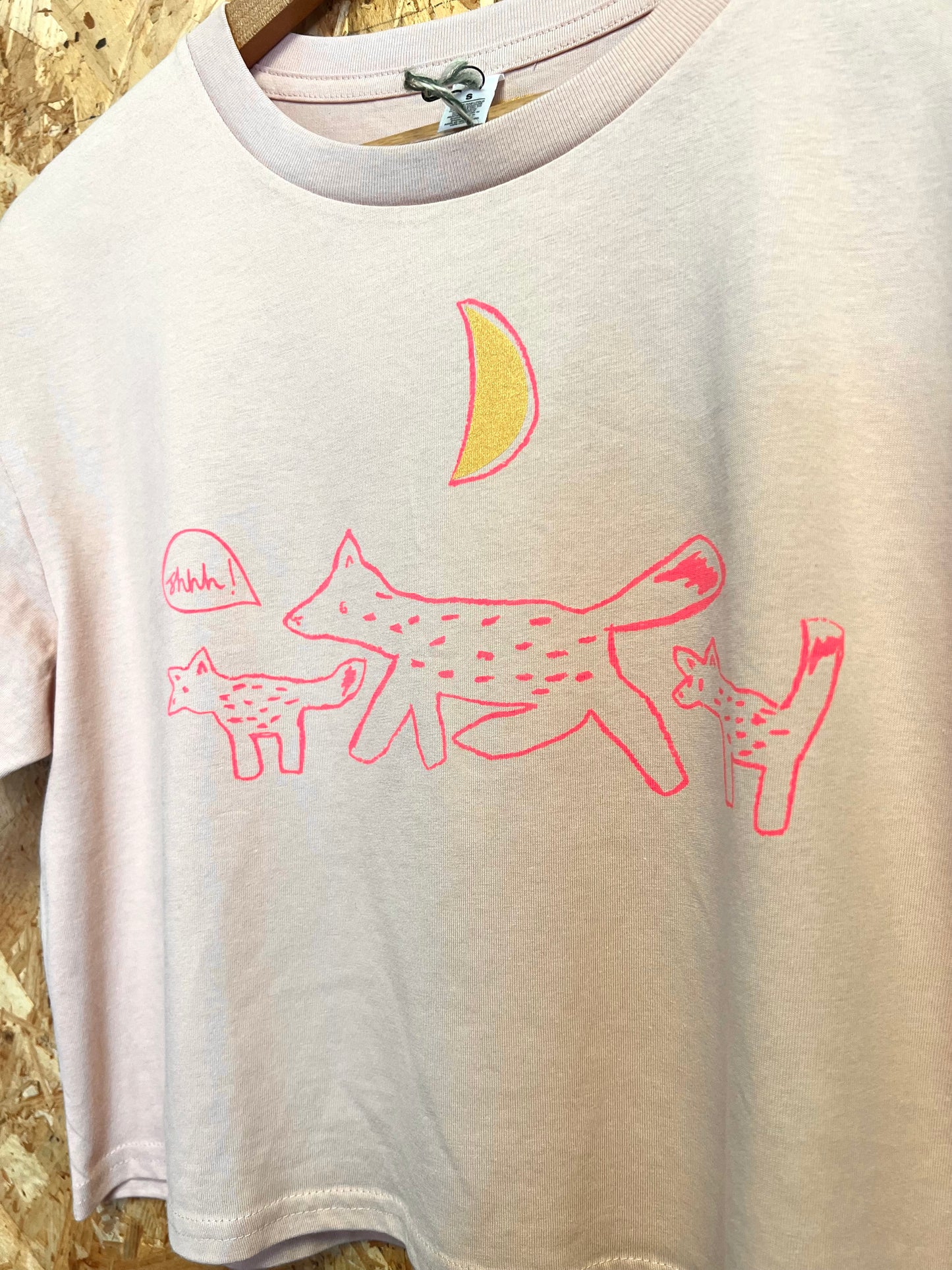 Pale Pink Fox Print Cropped T-shirt by Inky Kat
