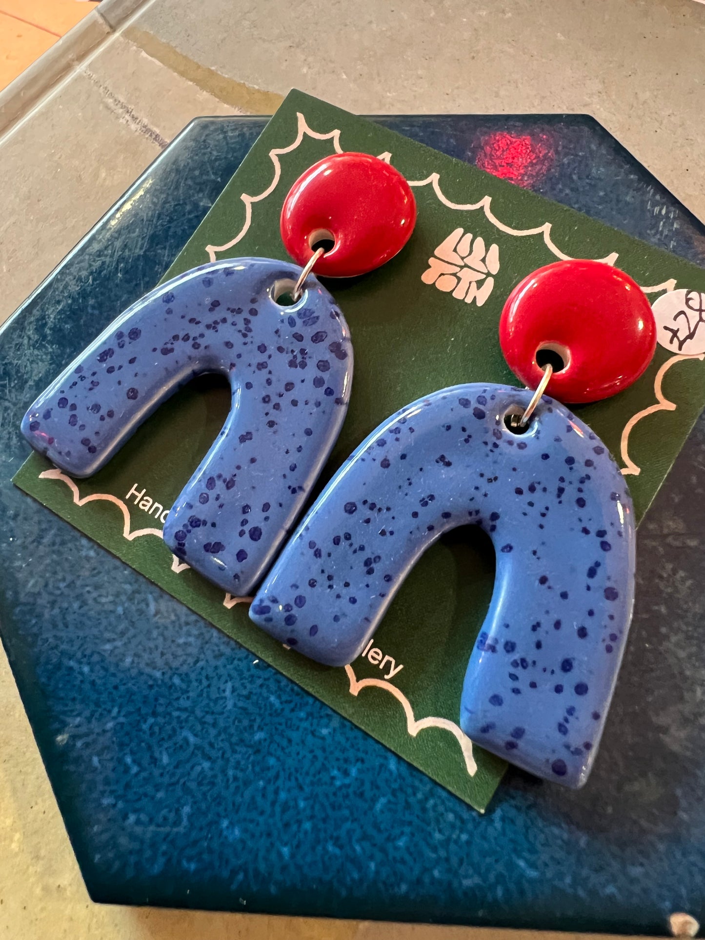 Retro Shape Handmade Ceramic Earrings by Lili Toth