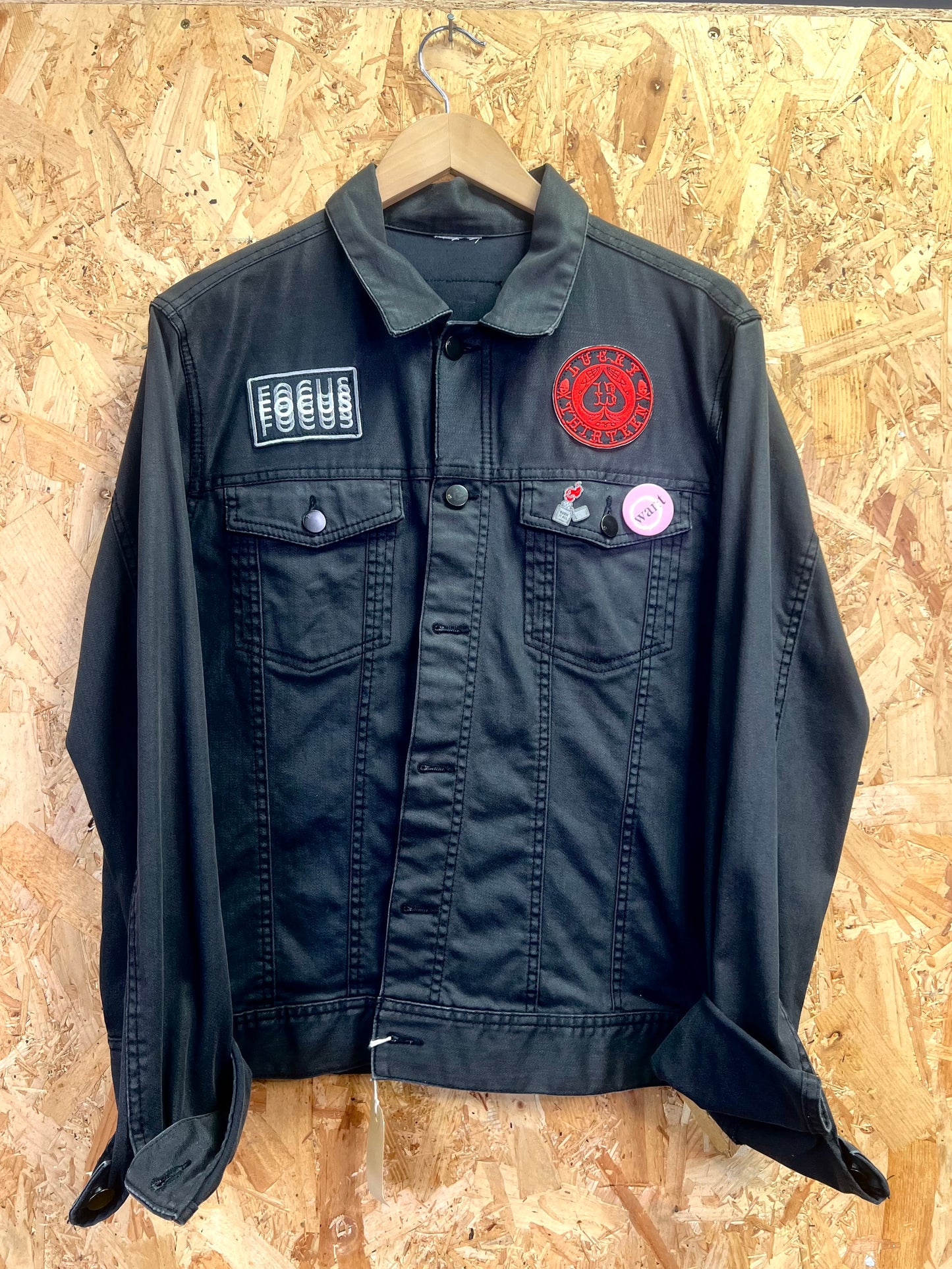 Good Boy Black, Upcycled, Embriodery Denim Jacket by Relab