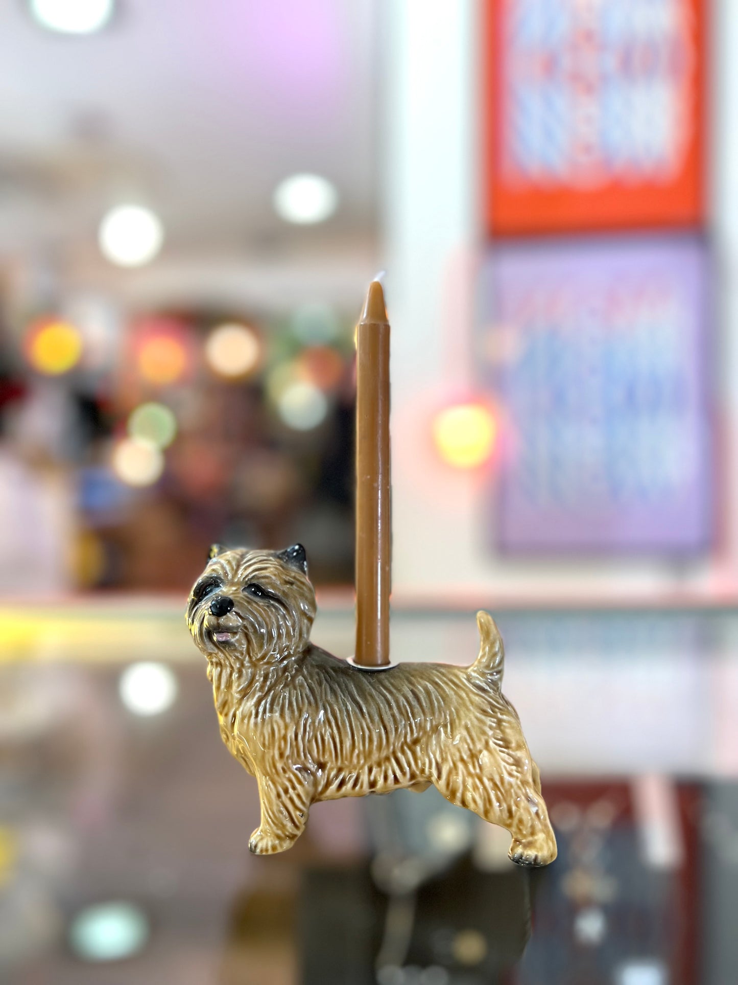 Vintage Ceramic Terrier Dog Candle Holder by Lost & Foundry