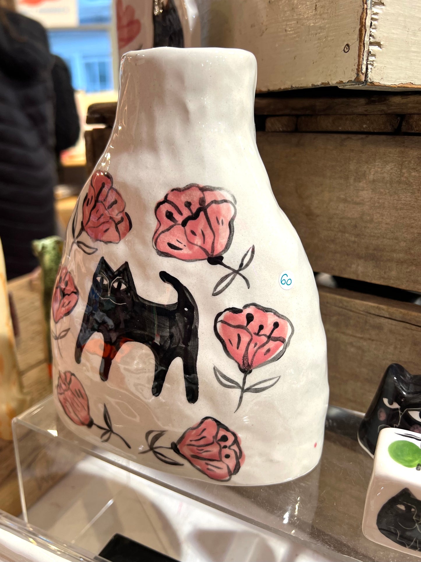 Ceramic Cat Vase by Anna Soba