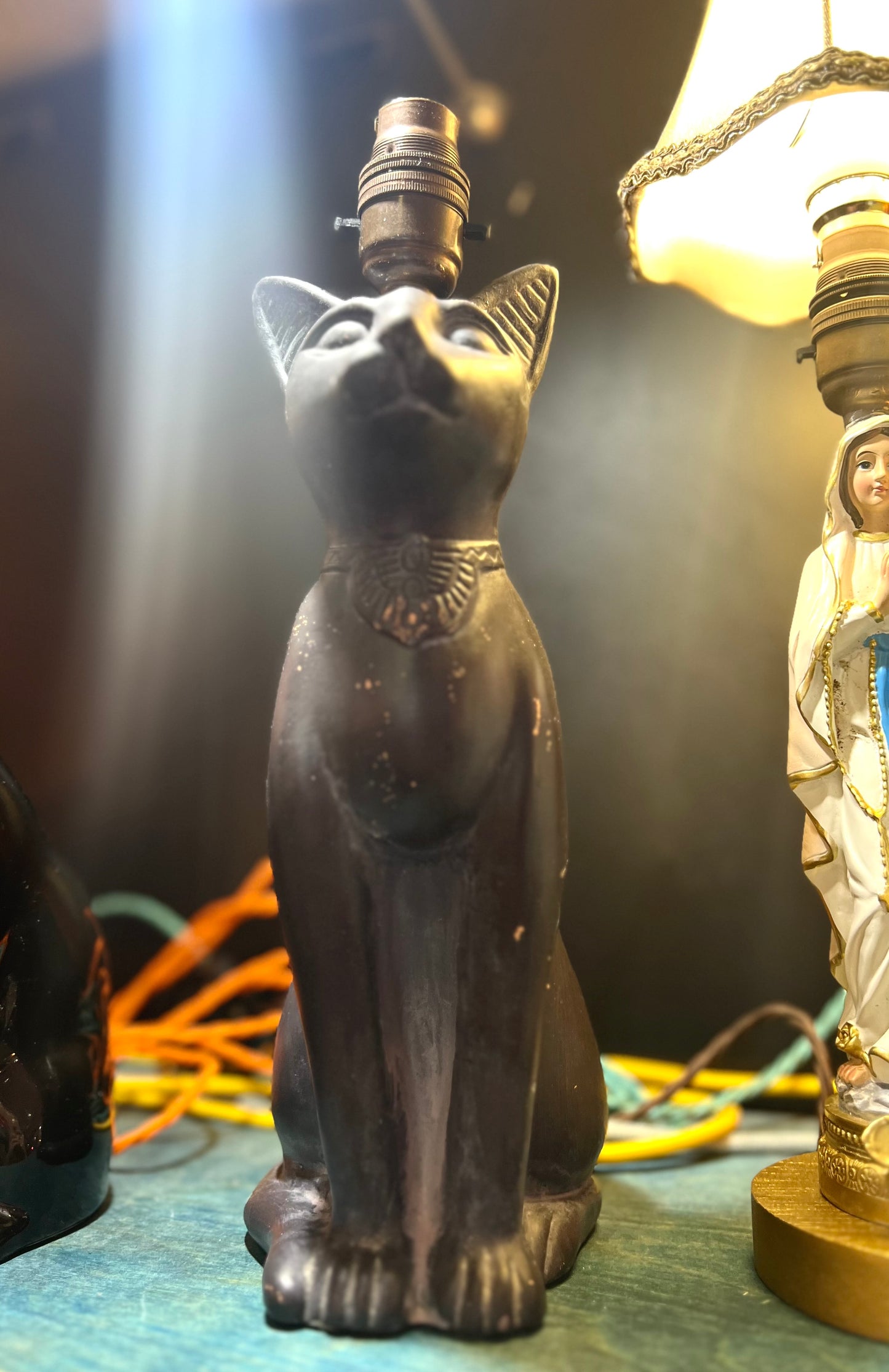 Vintage Black Egyptian Cat Lamp by Lost & Foundry
