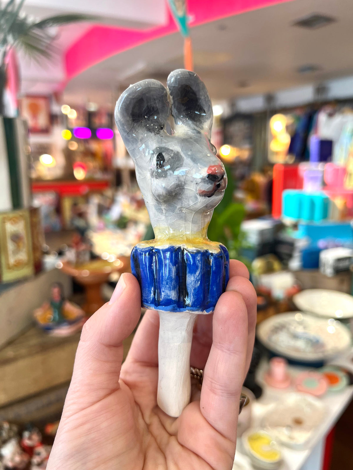 Ceramic Hare Figure Bottle Stopper By Christina Gregoriou