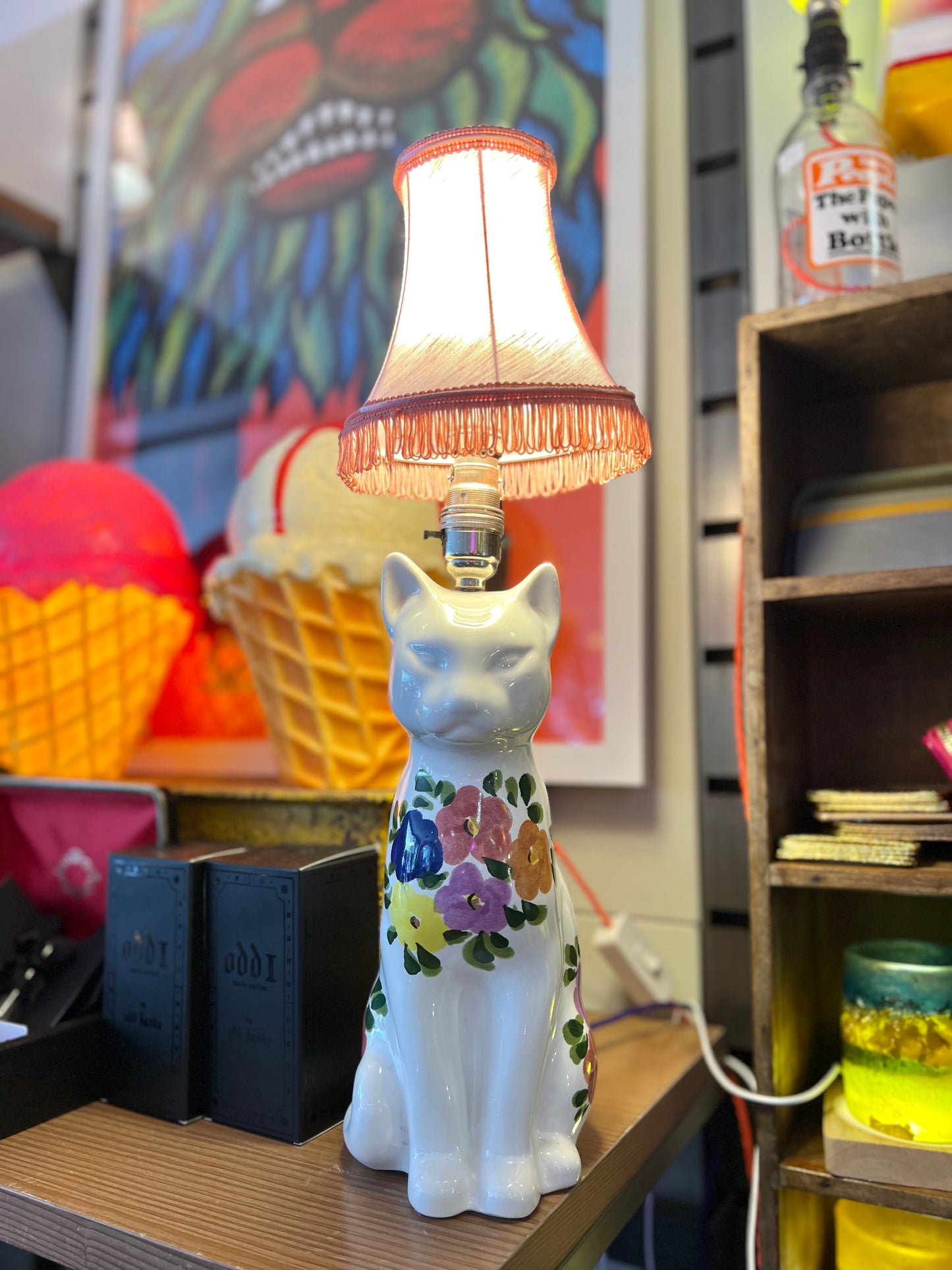 Vintage Large Ceramic Cat Lamp by Lost & Foundry