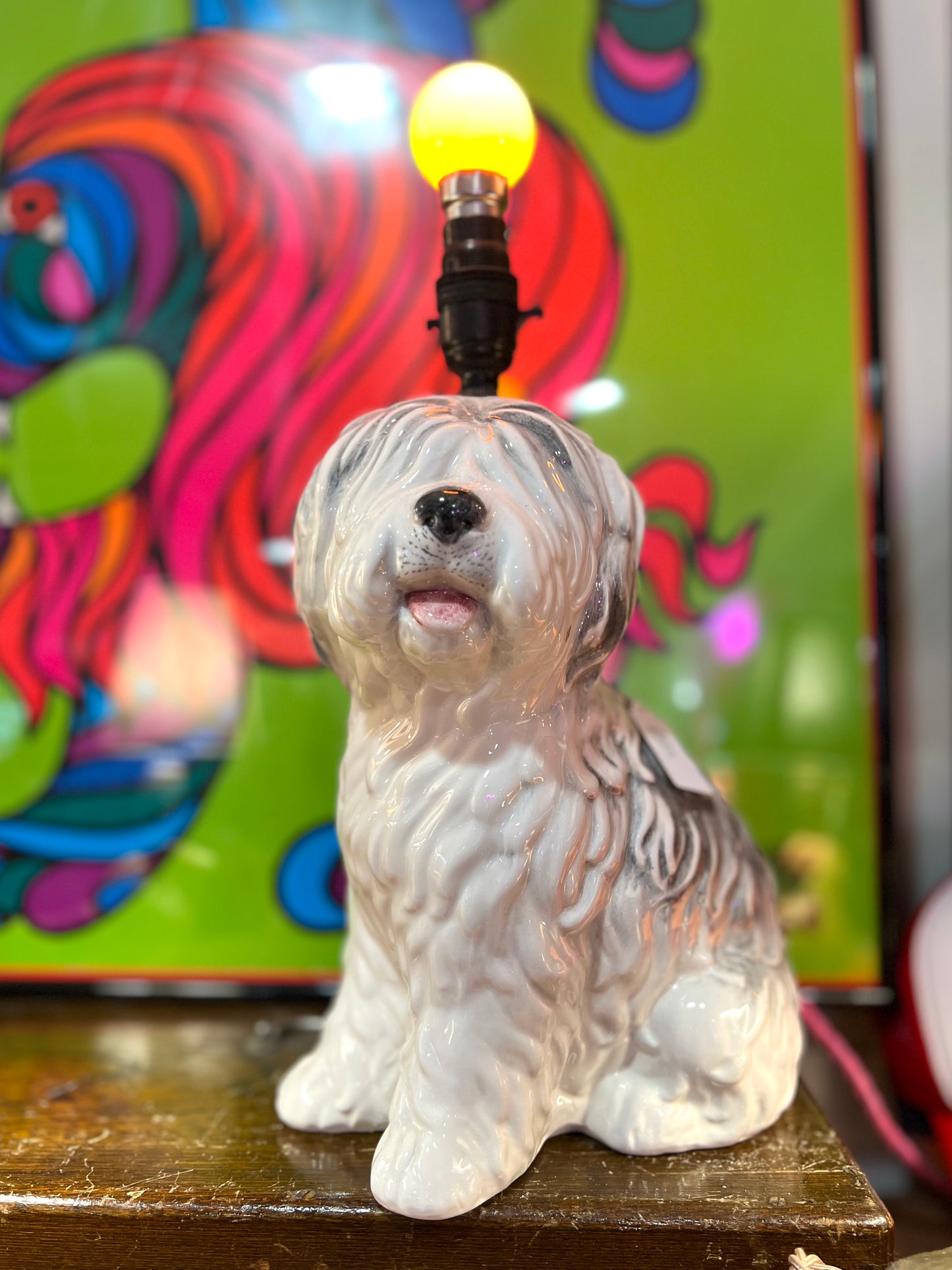 Vintage Large Old English Sheepdog Lamp by Lost & Foundry
