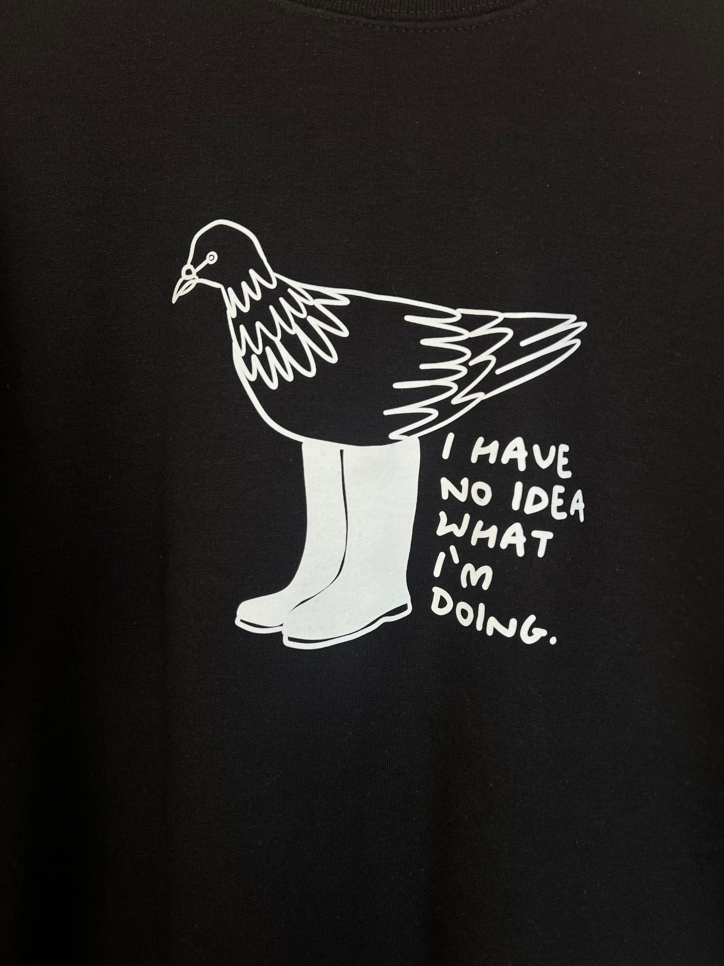 I Have No Idea Pigeon Black Jumper by Daze Made