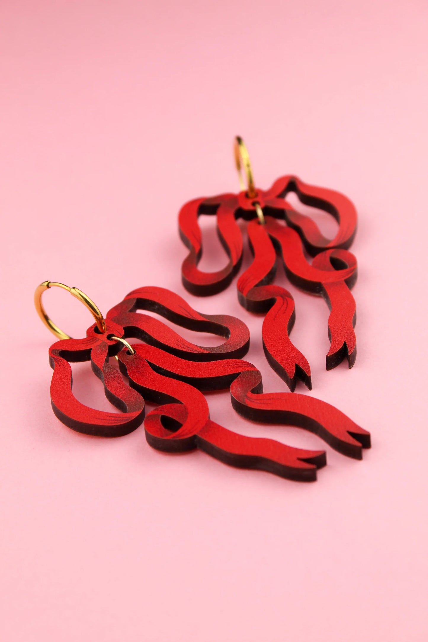 Red Bow Earrings by Misfit Makes