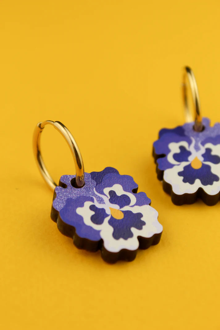 Blue Pansy Earrings by Misfit Makes