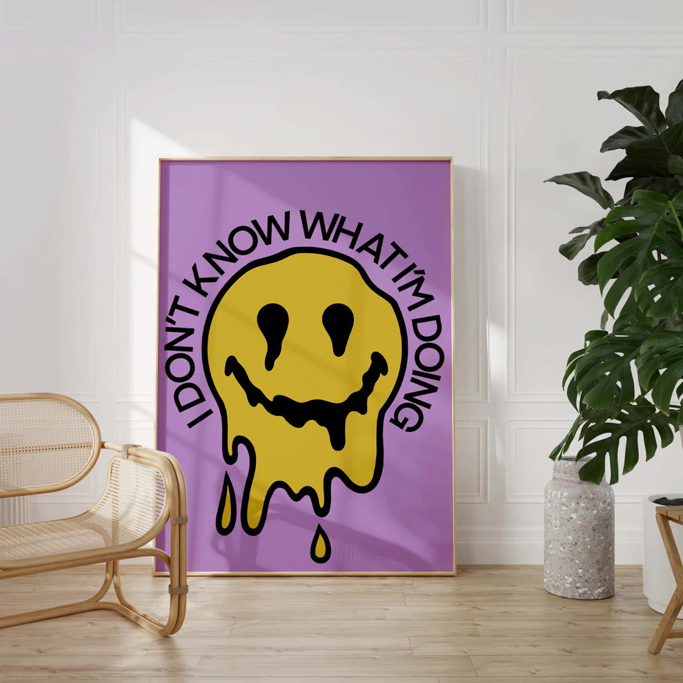 Melting Smile Retro Purple Print by My own Bohome