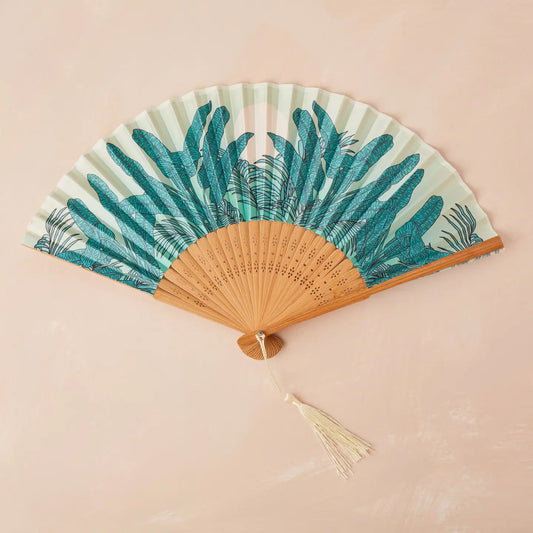 Small Folding Fan in Teal by CAI & JO