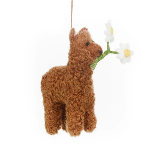 Handmade Felt Alison the Alpaca Hanging Decoration by Felt So Good