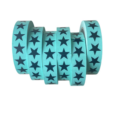 Paper Adhesive Tape with Turquoise & Black Star Print By Petra Boase