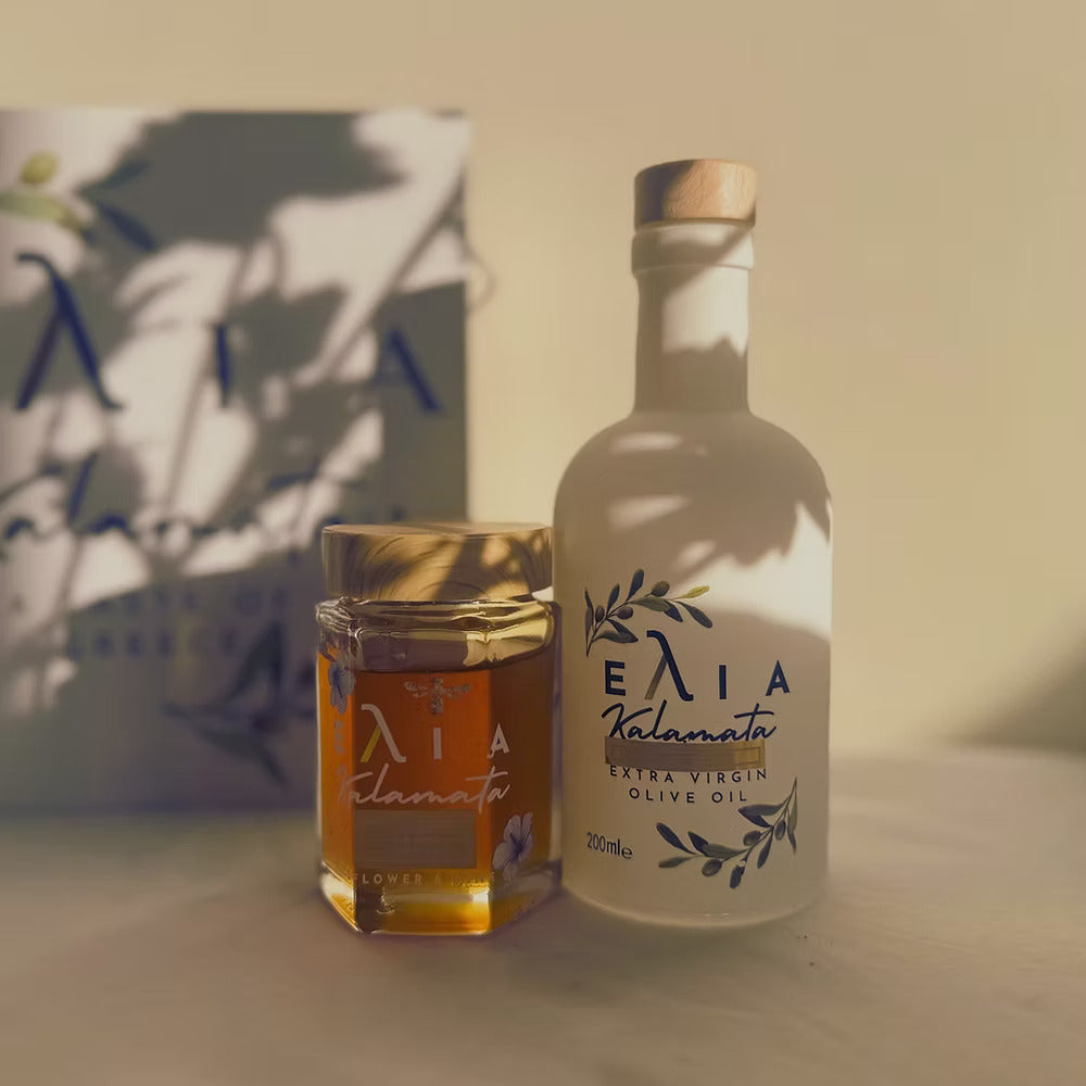 Greek Gift Set | Extra Virgin Olive Oil & Raw Honey | Artisan Taste of Greece by Elia