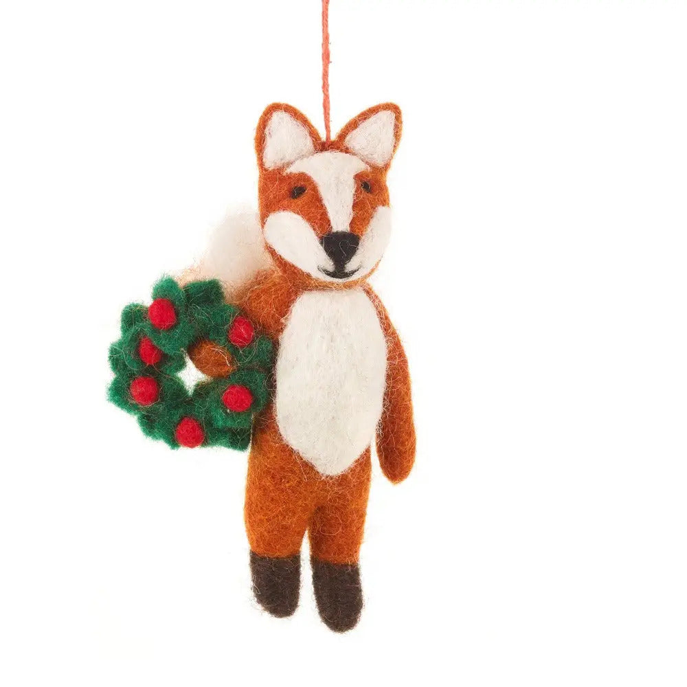 Christmas Finley Festive Fox Hanging Decoration By Felt So Good