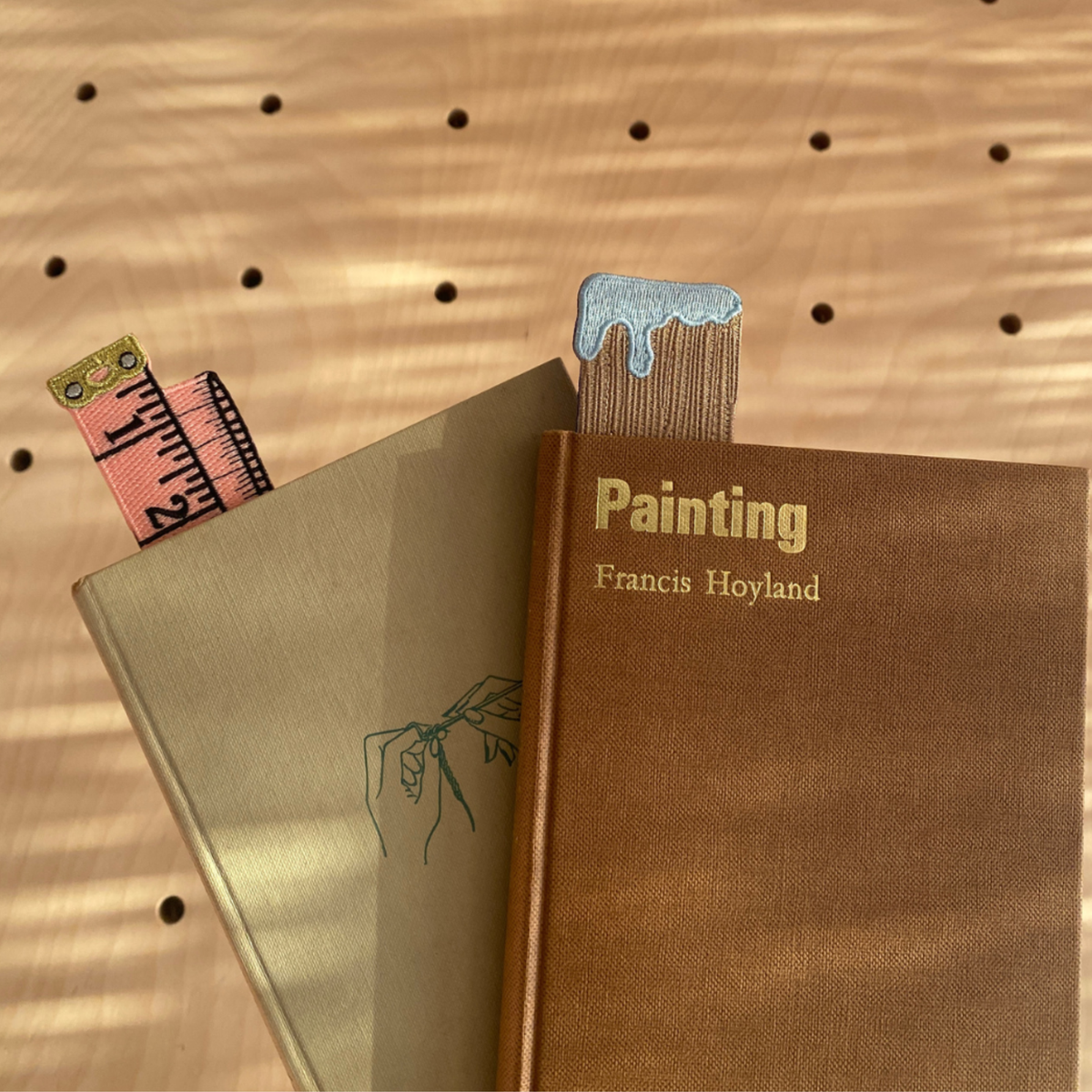 Embroidered Fabric Bookmark - Blue Paintbrush Design