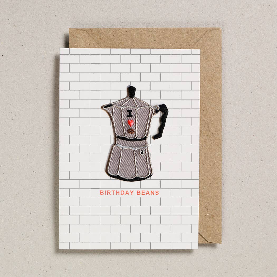 Birthday Card, Coffee Lover Moka Pot, Iron On Patch