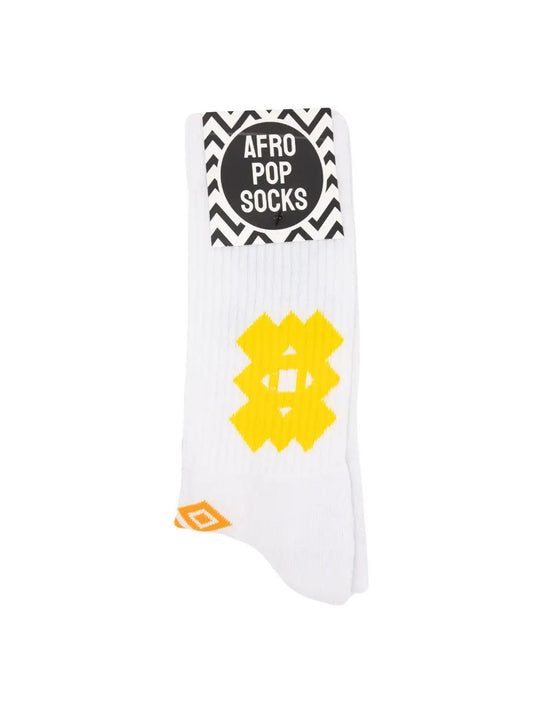 White Adinkra Sports Socks by Afropop