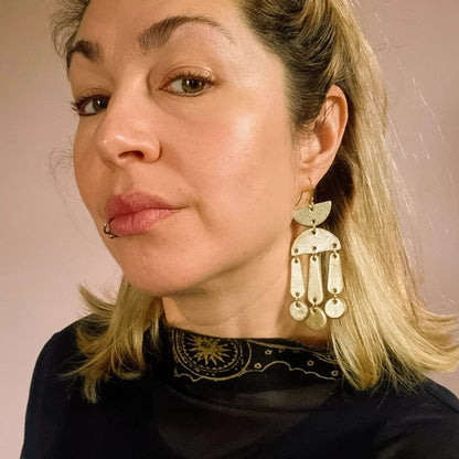 Gold Dangly Earrings  By Hummingbird Archives