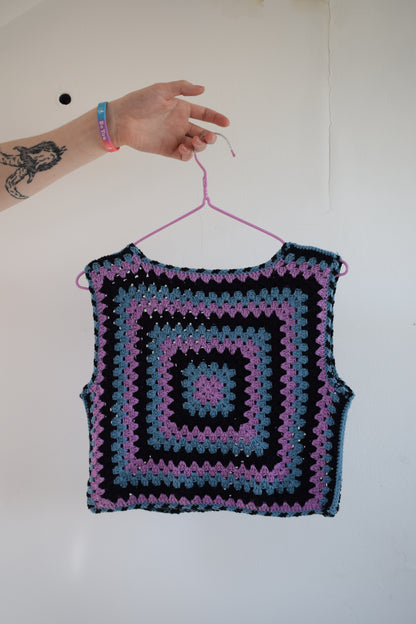 Handmade Purple n black crochet vest by HoleyCow