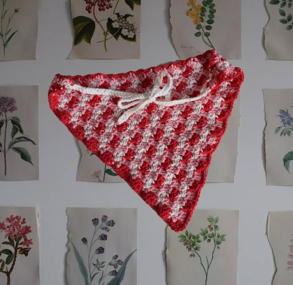Strawberry shortcake Bandana handmade by HoleyCow Crochet