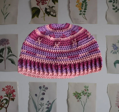 Raspberry Ripple Beanie by HoleyCow Crochet