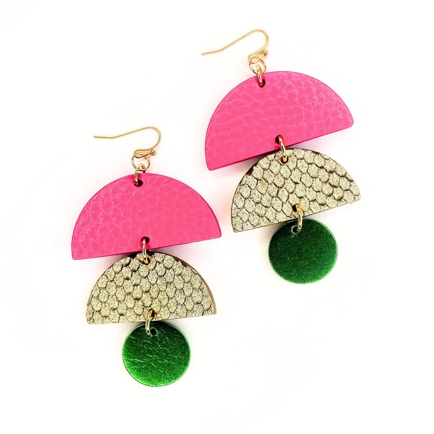 Jumbo Pink & Gold Statement Earrings  By Hummingbird Archives