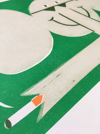 Bad Boy Smoking Elephant Riso Print By Maxy Machen