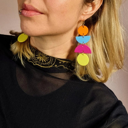 Jumbo Multicoloured Geometric Earrings By Hummingbird Archives