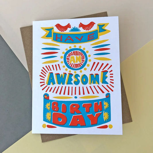 Awesome Birthday Letterpress Greeting Card by Sukie