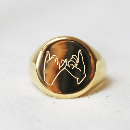 Pinky/Pinkie Promise Chunky Signet Ring - 18K Gold Plated by Cousins Collective