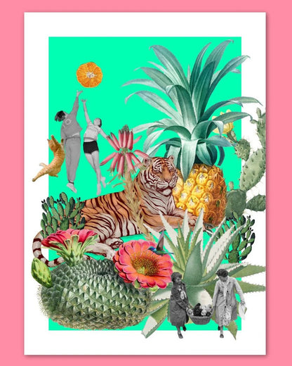 Pineapple Paradise Collage Print By Flamingo Rodeo