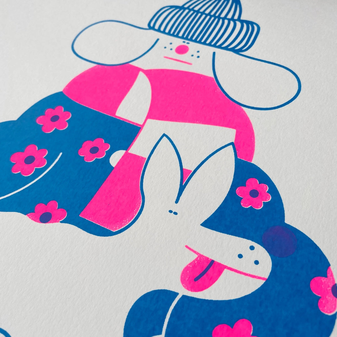 Dog Owner Art Screen Print By YUK FUN