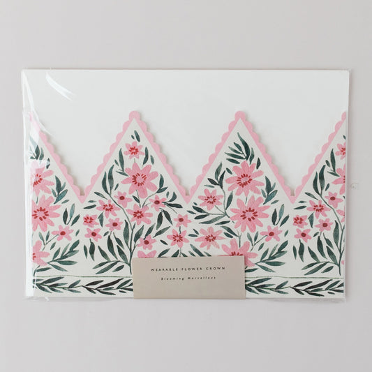 Botanical Party Hat Crown Card Pink Cosmos By Katie Housley