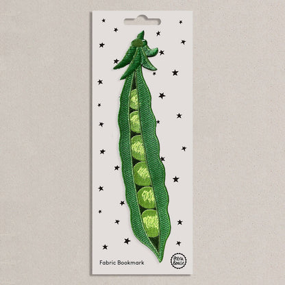 Embroidered Fabric Bookmark - Pea Pod Design