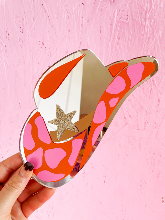 Rootin' Tootin Cowgirl Hat Mini Mirror by Printed Weird