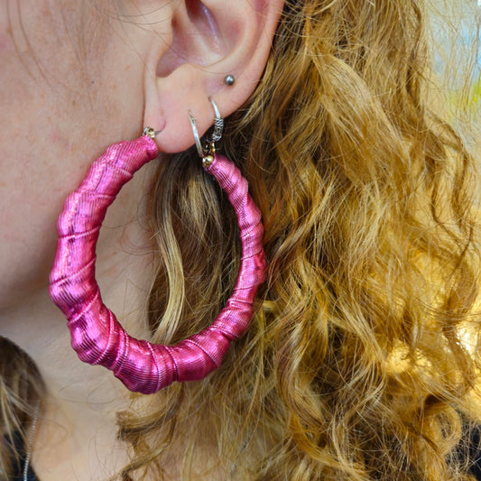 Pink Handmade wrapped Earrings by Gangster Wraps