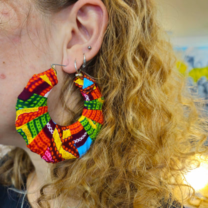 Colourful Earrings Handmade with Recycled fabric by Gangster Wraps