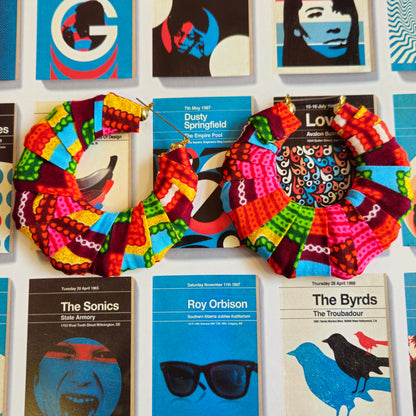 Colourful Earrings Handmade with Recycled fabric by Gangster Wraps