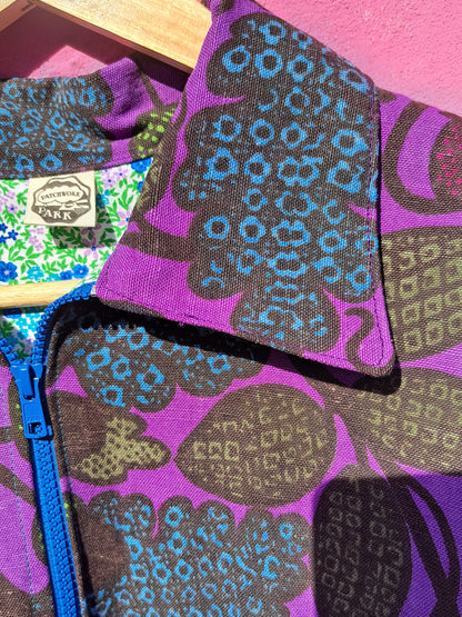 Handmade Vintage Zip-up Patterned Jacket By Patchwork Park