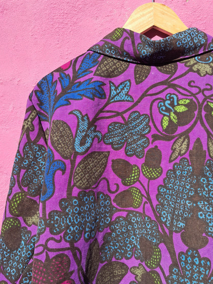 Handmade Vintage Zip-up Patterned Jacket By Patchwork Park