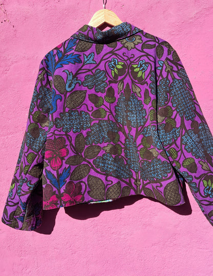 Handmade Vintage Zip-up Patterned Jacket By Patchwork Park