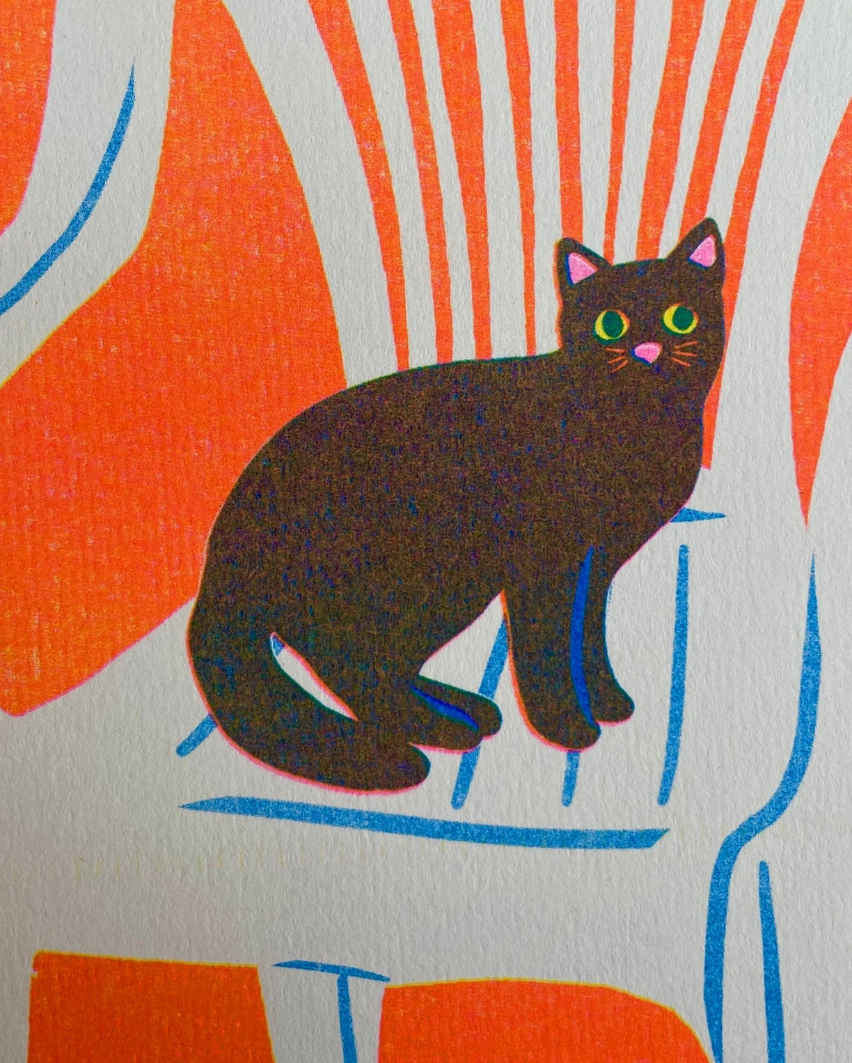 Cat in Chair Riso Print by Naomi Wilkinson  illustration
